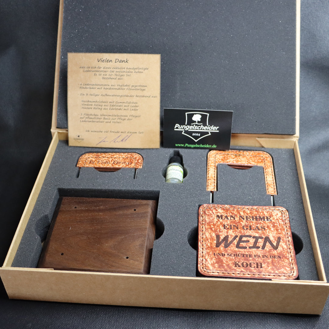 Leder-Untersetzer Set - Vintage