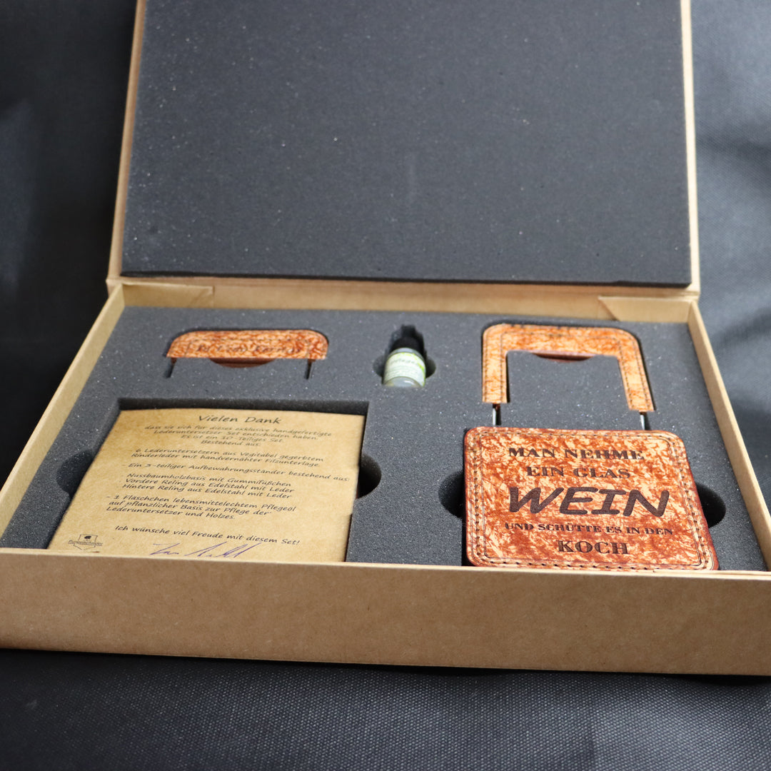 Leder-Untersetzer Set - Vintage